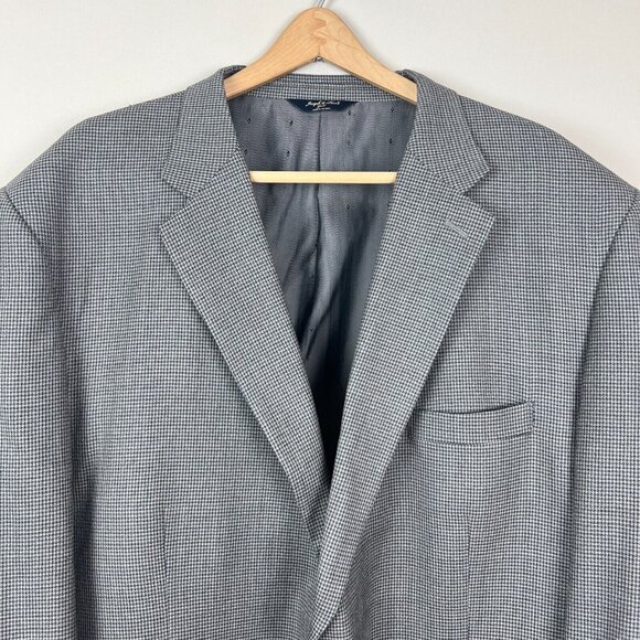 Joseph Feiss Gold Sport Coat Blazer Jacket Mens 54 R Two Button Wool Houndstooth - Picture 2 of 16